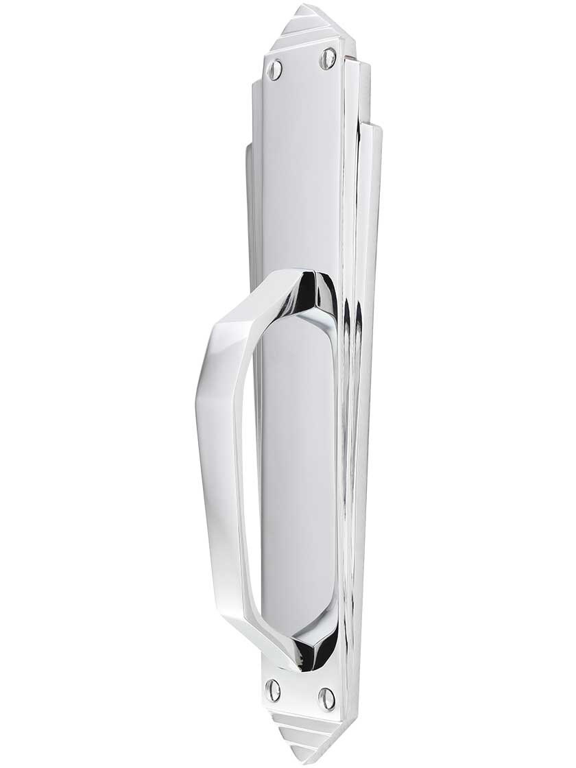 Art Deco Door Pull In Solid, Cast Brass in Polished Chrome House of