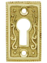 Solid Brass Ornate Keyhole Cover in Polished Brass