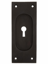 Rectangular Pocket Door Pull With Keyhole In Oil-Rubbed Bronze