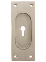 Rectangular Pocket Door Pull With Keyhole In Satin Nickel