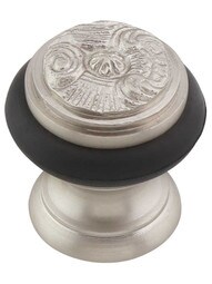 Rococo Floor-Mount Doorstop in Satin Nickel