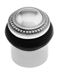 Beaded Edge Floor Mount Door Stop in Polished Chrome