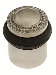 Beaded Edge Floor Mount Door Stop in Satin Nickel