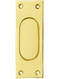 Rectangular Pocket Door Pull In Bright Lacquered Brass