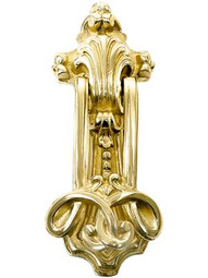 Cast Brass French Classical Door Knocker in Polished Brass