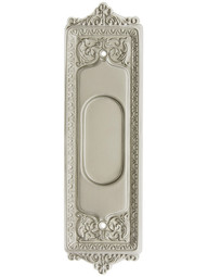 Egg & Dart Style Pocket Door Pull Without Keyhole in Satin Nickel