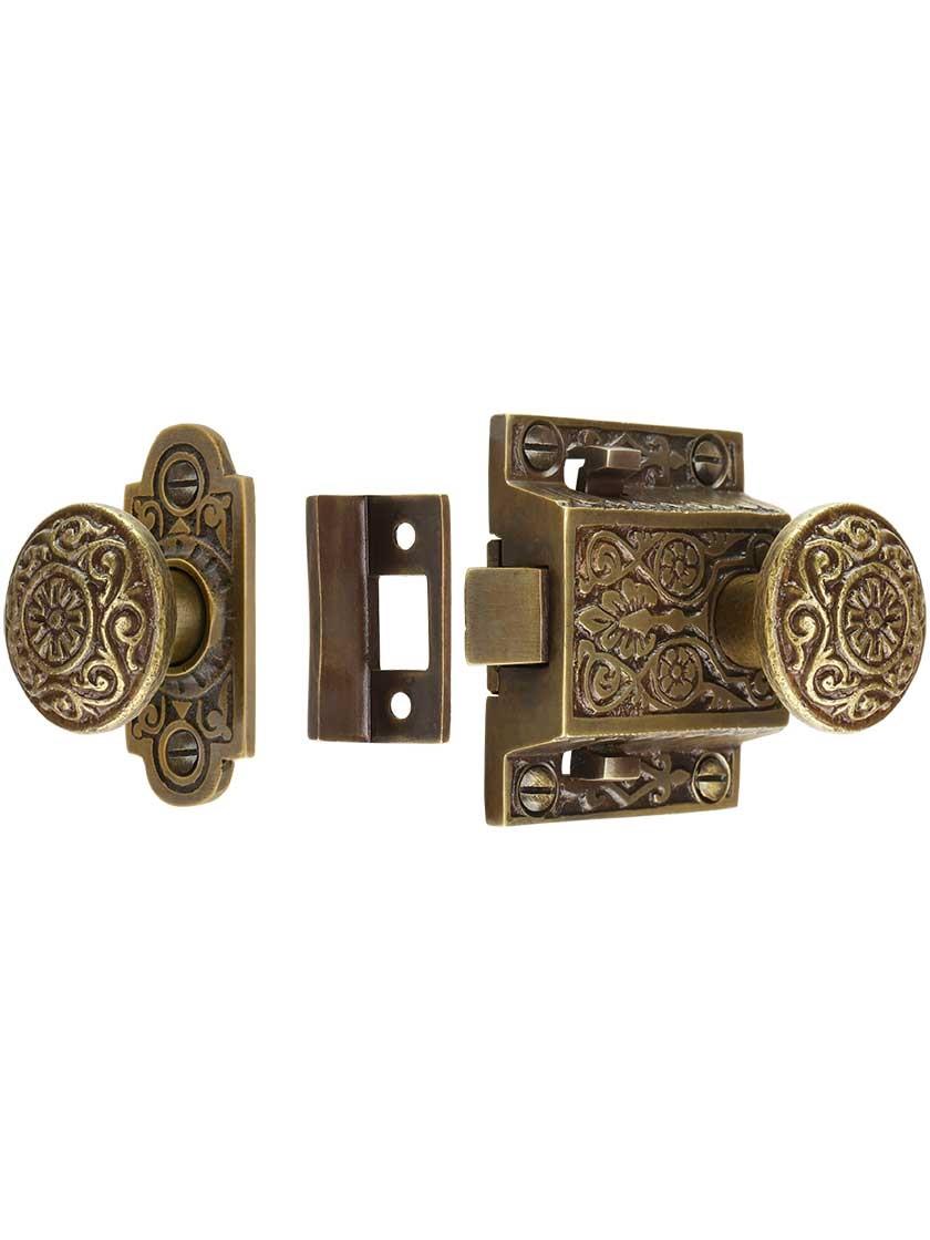 Decorative Cast Brass Screen Door Latch Set In AntiqueByHand House