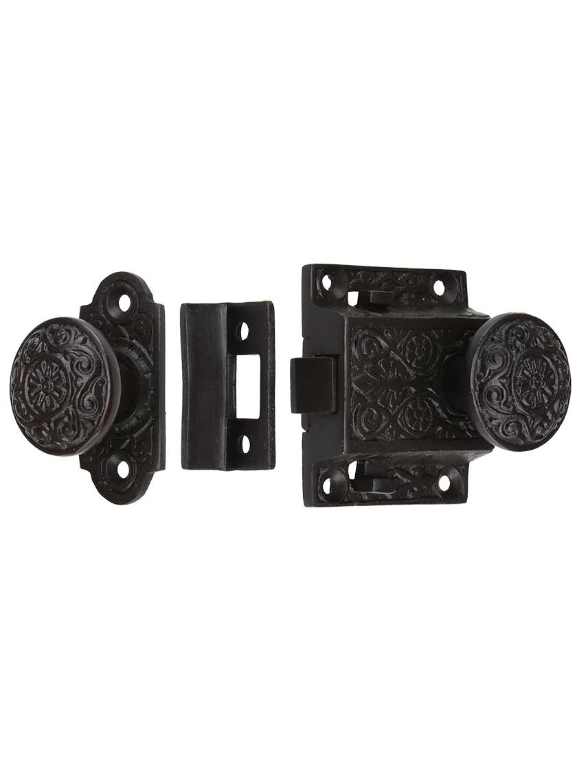 2 1/4" X 2 1/2" Decorative Screen Door Latch Set In OilRubbed Bronze