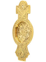 Oriental Pocket-Door Pull without Keyhole in Un-Lacquered Brass