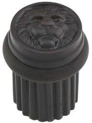 Brass Lion Head Floor-Mount Door Stop in Oil-Rubbed Bronze