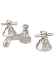 Mississippi Widespread Bathroom Faucet with Hexagonal Cross Handles in Satin Nickel