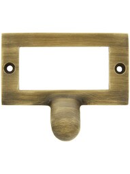 2 3/8" Brass Label Holder & Pull In Antique-By-Hand