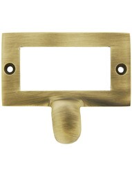 2 3/8" Brass Label Holder & Pull In Antique Brass