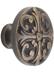 Gaios Solid-Brass Cabinet Knob - 1 1/2" Diameter in Antique Brass Finish