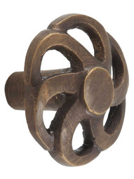 Pinwheel Solid-Brass Cabinet Knob - 1 5/8" Diameter in Antique Brass