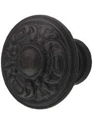Decorative Victorian Cast-Iron Cabinet Knob in Antique Iron