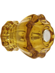 Medium Fluted Amber Glass Cabinet Knob With Nickel Bolt