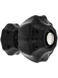 Medium Fluted Black Glass Cabinet Knob With Nickel Bolt