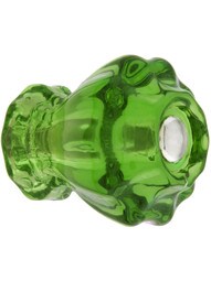 Medium Fluted Forest Green Glass Cabinet Knob With Nickel Bolt