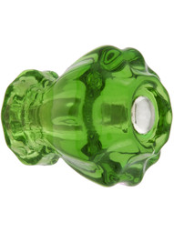 Medium Fluted Forest Green Glass Cabinet Knob With Nickel Bolt