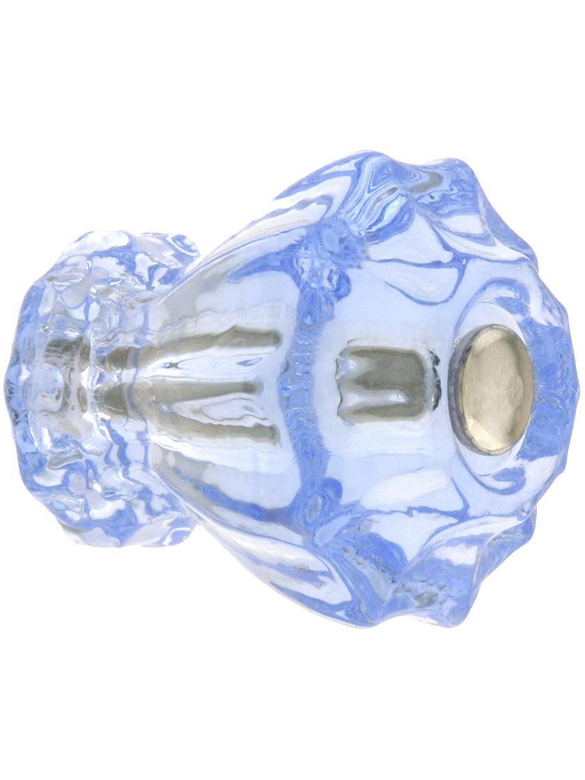 Medium Fluted Light Blue Glass Knob With Nickel Bolt House of