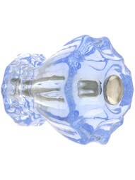 Medium Fluted Light Blue Glass Cabinet Knob With Nickel Bolt