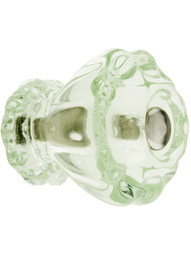 Medium Fluted Depression Green Glass Cabinet Knob With Nickel Bolt