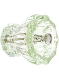 Large Fluted Depression Green Glass Cabinet Knob With Nickel Bolt