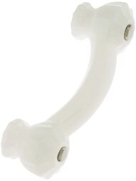 Fluted Milk White Translucent Glass Bridge Drawer Pull with Nickel Bolts