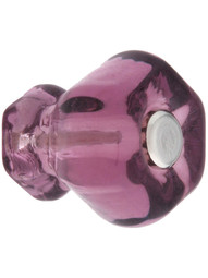 Small Hexagonal Purple Glass Cabinet Knob With Nickel Bolt