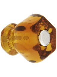 Small Hexagonal Amber Glass Cabinet Knob With Nickel Bolt