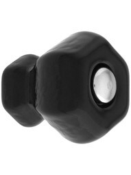 Small Hexagonal Black Glass Cabinet Knob With Nickel Bolt