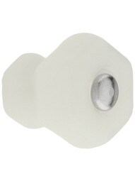 Small Hexagonal Milk White Translucent Glass Cabinet Knob with Nickel Bolt