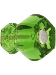 Small Hexagonal Forest Green Glass Cabinet Knob With Nickel Bolt