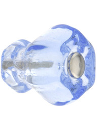 Small Hexagonal Light Blue Glass Cabinet Knob With Nickel Bolt