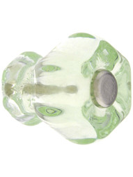 Small Hexagonal Depression Green Glass Cabinet Knob With Nickel Bolt