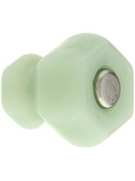 Small Hexagonal Milk Green Glass Cabinet Knob With Nickel Bolt