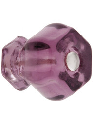 Medium Hexagonal Purple Glass Cabinet Knob With Nickel Bolt