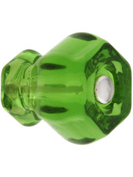 Medium Hexagonal Forest Green Glass Cabinet Knob With Nickel Bolt