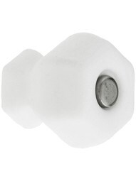 Medium Hexagonal White Glass Cabinet Knob With Nickel Bolt