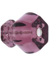 Large Hexagonal Purple Glass Cabinet Knob With Nickel Bolt
