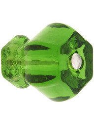 Large Hexagonal Forest Green Glass Cabinet Knob With Nickel Bolt