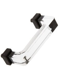 3" On Center Square Glass Cabinet Handle With Solid Brass Bases in Oil-Rubbed Bronze