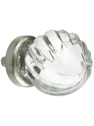 Swirling Globe Style Glass Knob With Solid Brass Base in Satin Nickel