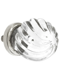 Swirling Globe Style Glass Knob With Solid Brass Base in Polished Nickel