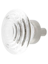 Deco Style Clear-Glass Cabinet Knob with Brass Base - 1 1/4" Diameter in Polished Nickel