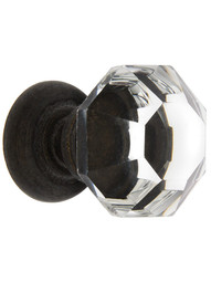 Medium Octagonal Cut Crystal Knob With Solid Brass Base in Oil-Rubbed Bronze