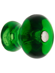 Dark Green Planiform Round Glass Cabinet Knob With Nickel Bolt