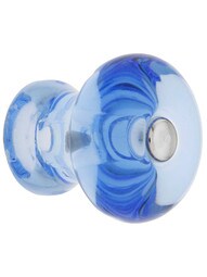 Light Blue Round Glass Mushroom Cabinet Knob With Nickel Bolt