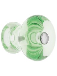 Depression Green Round Glass Mushroom Cabinet Knob With Nickel Bolt